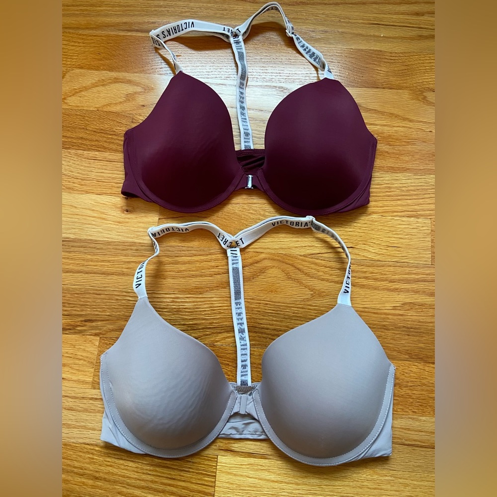 TWO Victoria Secret T-Shirt Lightly Lined Demi Bras
